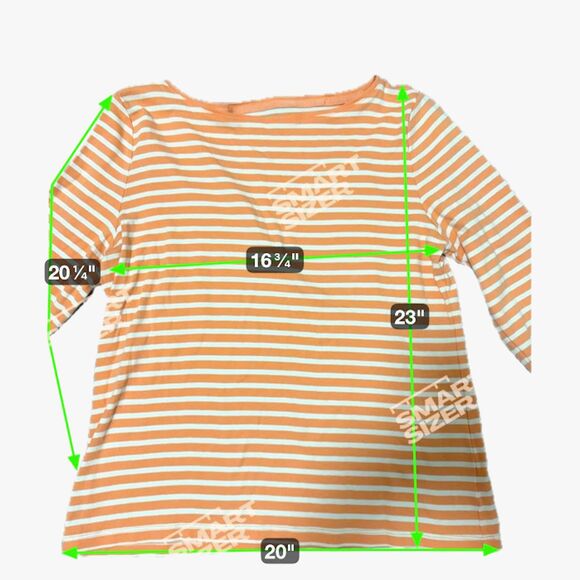 Talbots Top XL Orange White Stripe Boat Neck 3/4 Sleeve Normcore Casual Chic - Picture 5 of 5